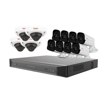 Revo America Ultra HD Audio Capable 16 Channel Surveillance System with 12 4Megapixel Cameras RU162D4GB8GA-4T
